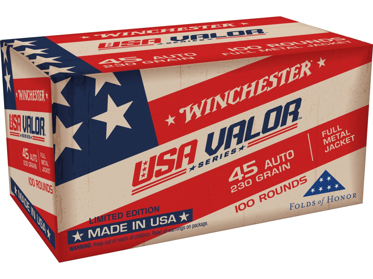 Winchester USA Valor Ammunition 45 ACP 230 Grain Full Metal Jacket