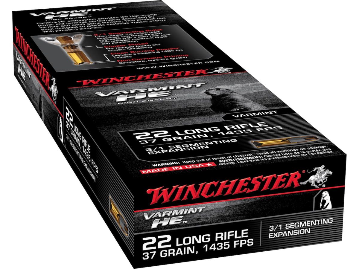 Winchester Varmint High Energy Ammunition 22 Long Rifle 37 Grain Fragmenting Hollow Point