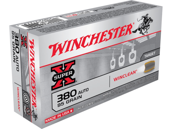 Winchester WinClean Ammunition 380 ACP 95 Grain Brass Enclosed Base