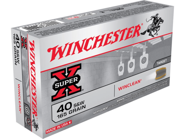 Winchester WinClean Ammunition 40 S&W 165 Grain Brass Enclosed Base