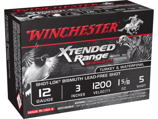 Winchester Xtended Range Bismuth Ammunition 12 Gauge 3" 1-5/8" #5 Non-Toxic Shot Box of 10